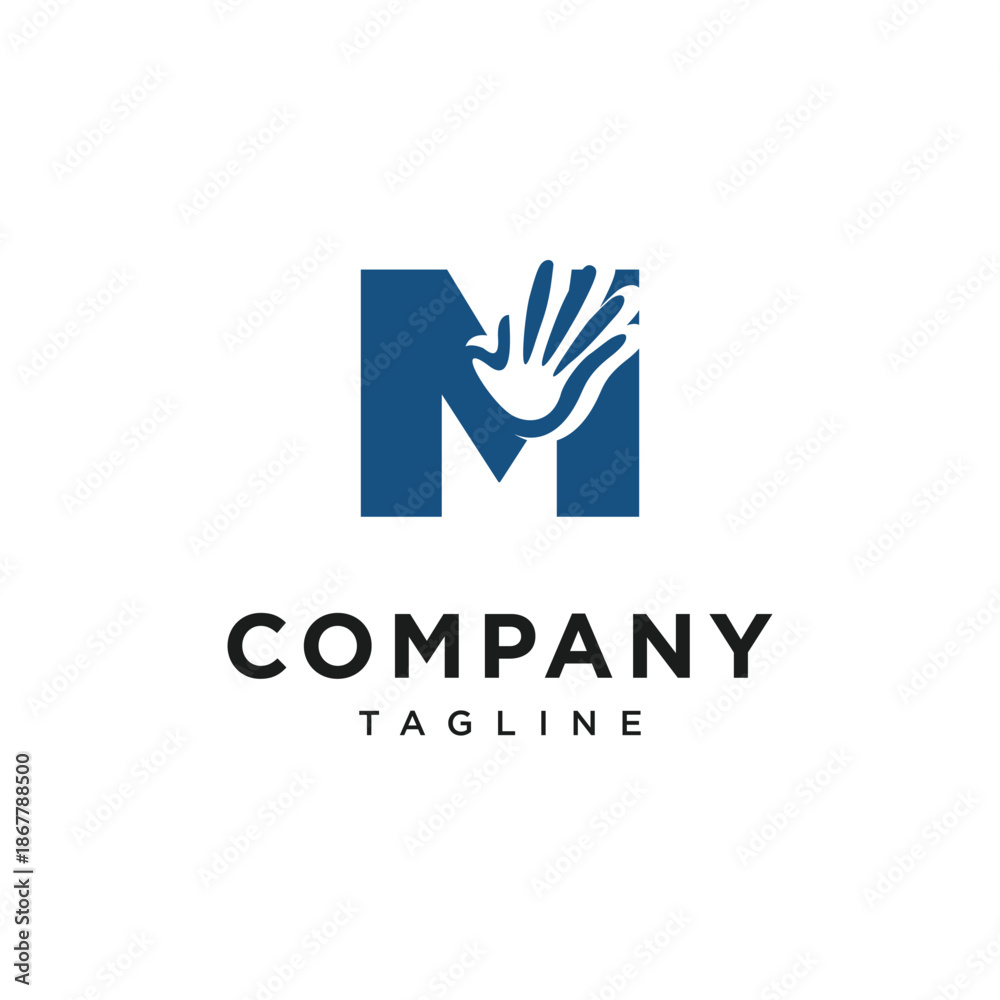 Fototapeta premium Letter M Palm Hand Logo Icon Vector