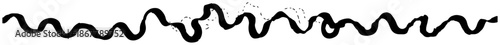 Hand drawn undulating black ink snake or river line