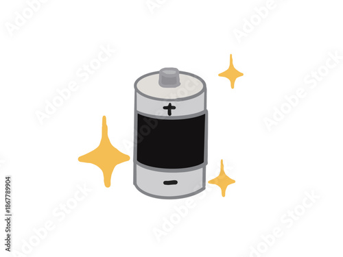 Illustration of a scene with sparkling new batteries