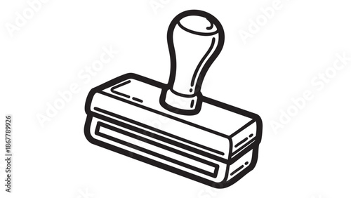 A black and white illustration of a rubber stamp on a white background
