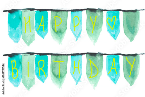 Cute hand painted happy birthday banner design