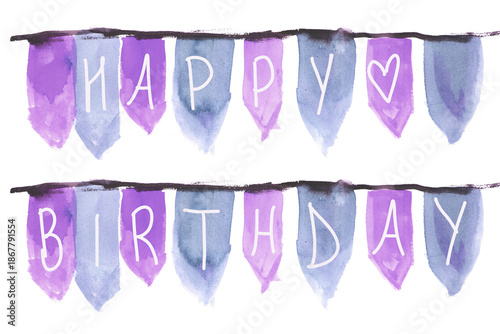 Cute hand painted happy birthday banner design