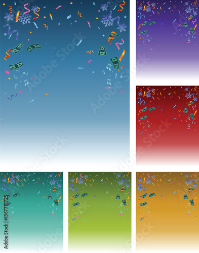 illustration of a  flying confetti and money for modern party  background