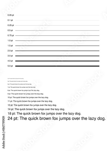Printer Line Weight and Typography Calibration Sheet A4 Vector Reference Chart Stroke Width Point Size Font Legibility Test Graphic Design Pre Press Offset Digital Printing Quality Control Guide Stand