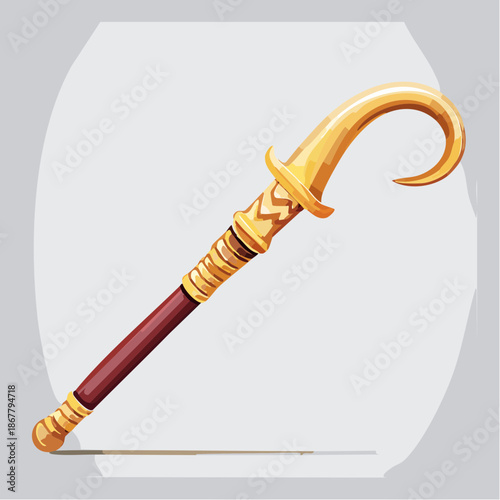 golden ceremonial crook and flail staff