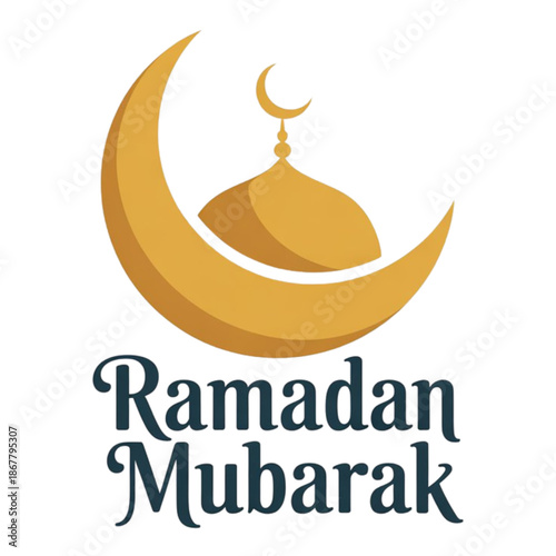 Ramadan mubarak greeting card isolated on white background
