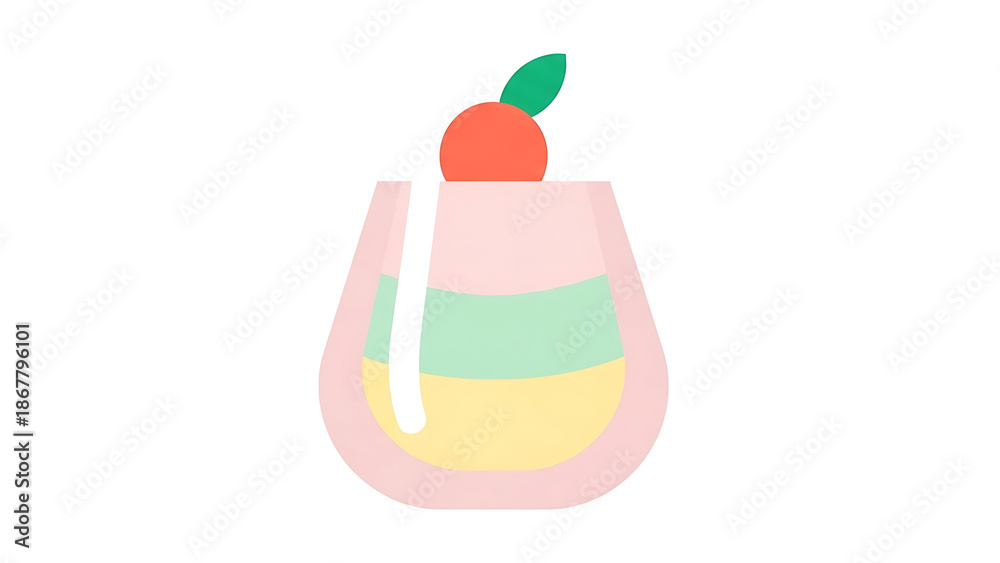 Fototapeta premium Layered dessert glass with fruit on top in pastel colors 