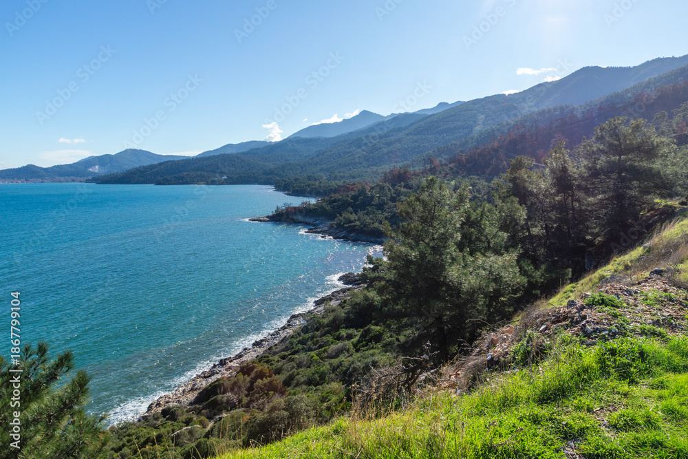 Fototapeta premium Landscape of coastline of Thassos island, Greece