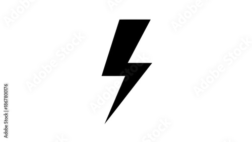 Vector illustration of a bold black lightning bolt symbol, energy icon on transparent background