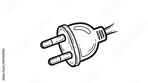 Hand drawn illustration of an electrical plug and cord.