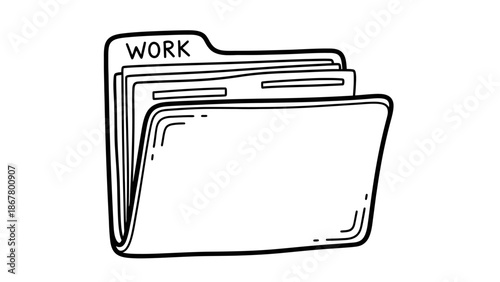 Hand drawn illustration of a work folder with documents inside.