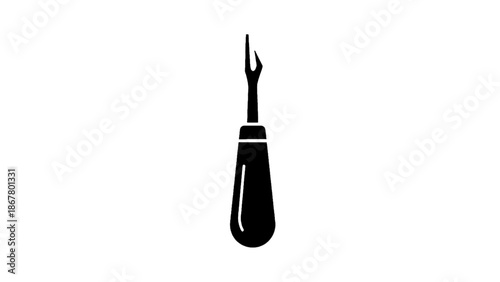Vector illustration of a sharp seam ripper tool for sewing and craft projects, on transparent background