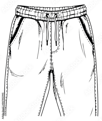 Hand drawn illustration of joggers depicting casual comfort for fashion design