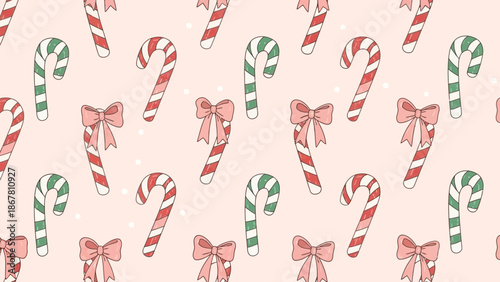 Festive Christmas Candy Cane Pattern Background in Soft Pastel Colors