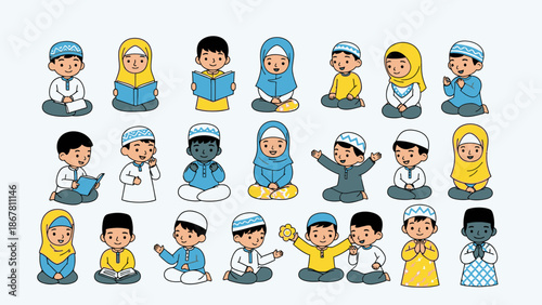 diverse muslim kids illustrations