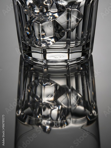 Refreshing water in a stylish glass with captivating light reflections