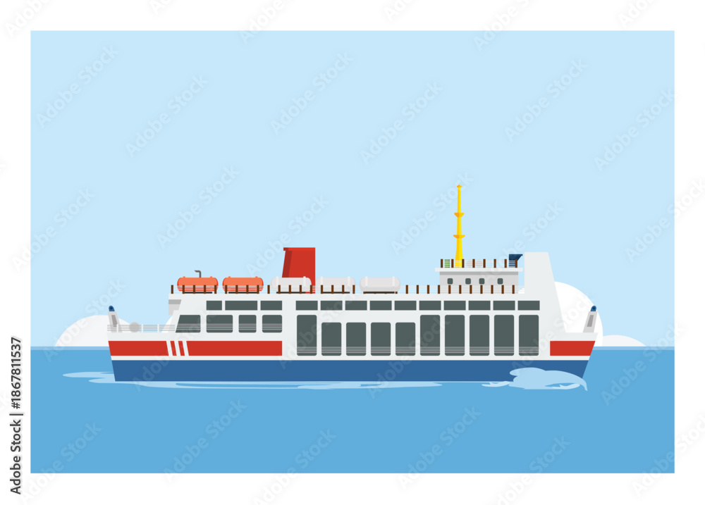 Obraz premium Ferry ship. Simple flat illustration.