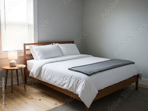 Serene Bedroom with White Linens and Minimalist Decor in Natural Light