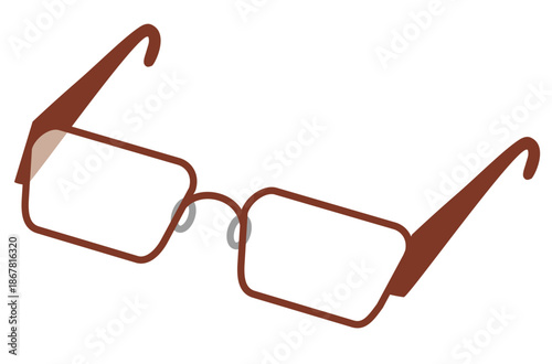 四角い茶色いフレームのメガネのベクターイラスト