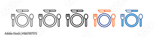 Table Setting Different Set Vector Icon