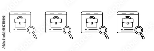 Job Search Icons Vector Set In Different Stroke Line Style