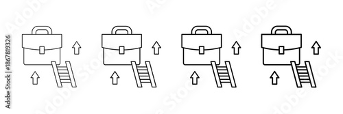 Career Ladder Icons Vector Set In Different Stroke Line Style