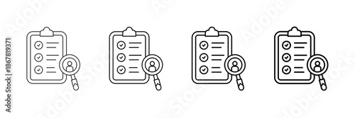 Self Assessment Icons Vector Set In Different Stroke Line Style