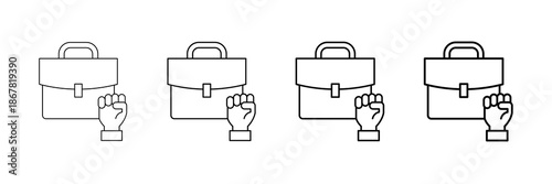 Work Motivation Icons Vector Set In Different Stroke Line Style