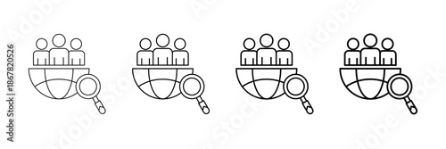 Audience Target Icons Vector Set In Different Stroke Line Style