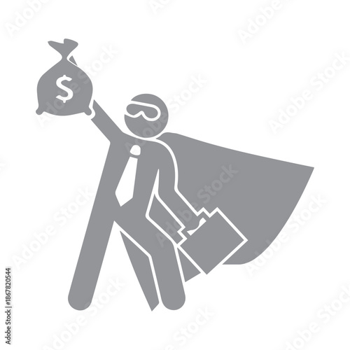 Business Hero with Money Bag