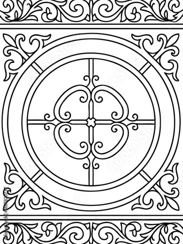 Elegant Wrought Iron Design: An exquisite wrought iron detail showcases intricate patterns, floral motifs, and timeless craftsmanship, Perfect for showcasing ornate artistry.