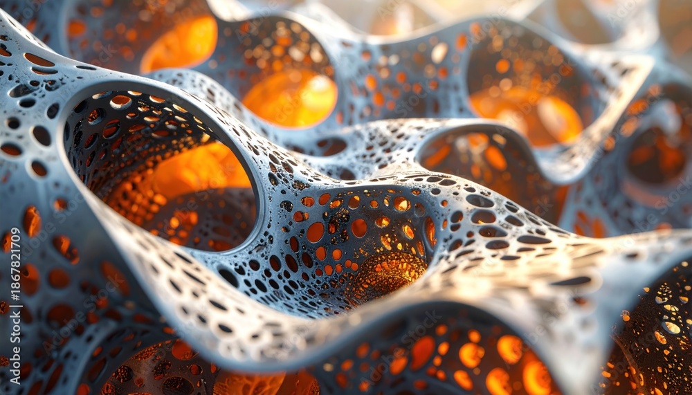Fototapeta premium Abstract Organic Structure with Glowing Orbs.