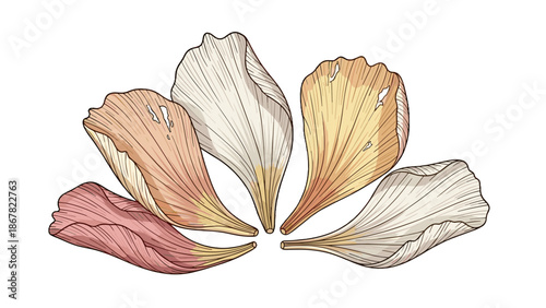 A vector graphic illustration of colorful flower petals on a