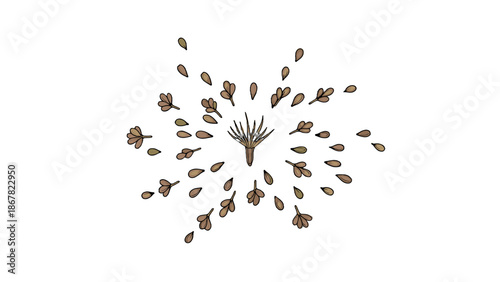 A minimalist vector illustration of a seed exploding into multiple seeds