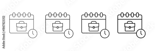 Work Schedule Icons Vector Set In Different Stroke Line Style