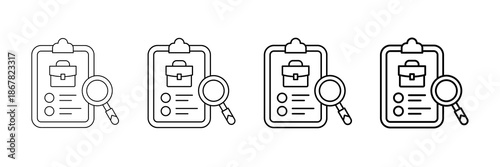 Job Evaluation Icons Vector Set In Different Stroke Line Style