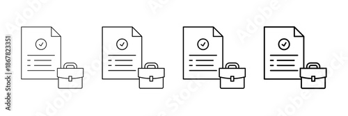 Work Contract Icons Vector Set In Different Stroke Line Style
