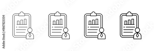 Work Appraisal Icons Vector Set In Different Stroke Line Style