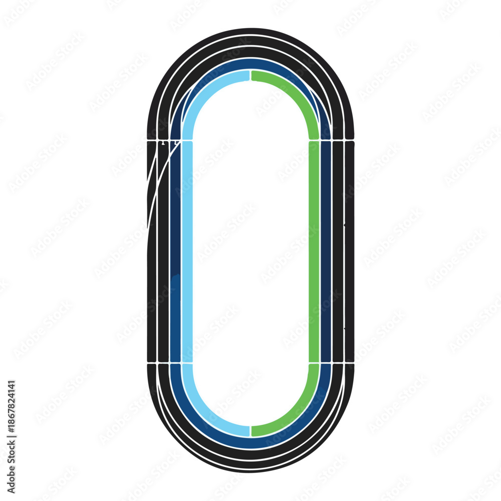 Fototapeta premium Oval racing track with multiple lanes.