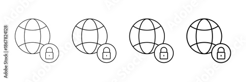 Remote Vpn Icons Vector Set In Different Stroke Line Style