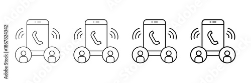Voice Call Icons Vector Set In Different Stroke Line Style