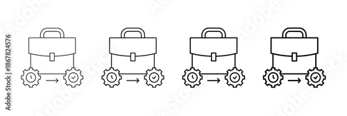 Work Flow Icons Vector Set In Different Stroke Line Style
