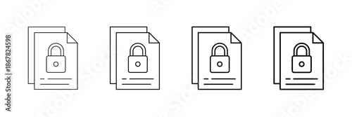 File Lock Icons Vector Set In Different Stroke Line Style