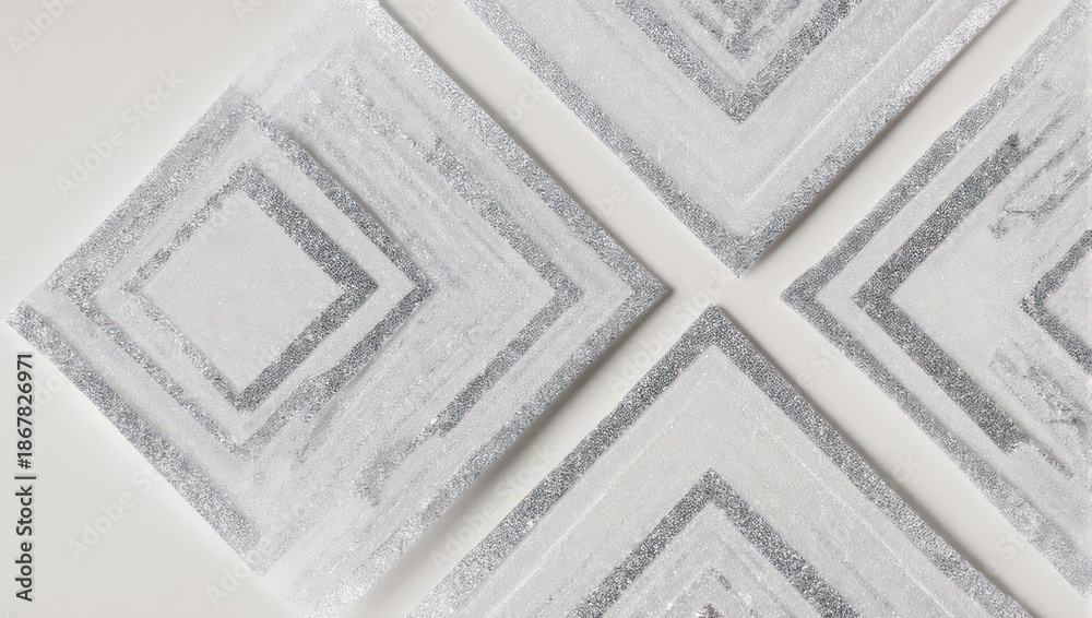 Obraz premium Abstract close-up of four diamond-shaped panels with textured, layered gray and white designs