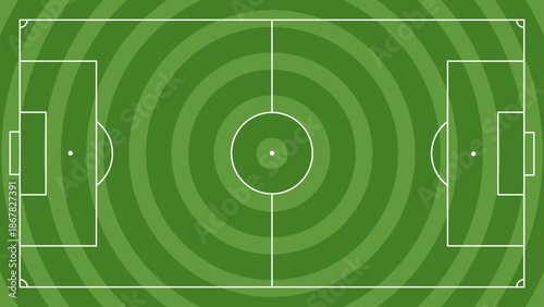 Football Field with Circular Grass Pattern Top View Illustration