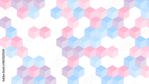 Abstract Pastel Cubes Background, Modern Geometric Pattern