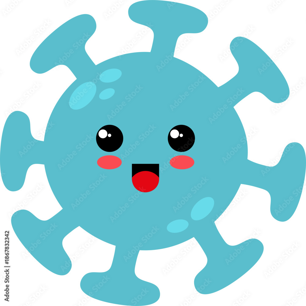 Fototapeta premium Cute Cartoon Virus Character