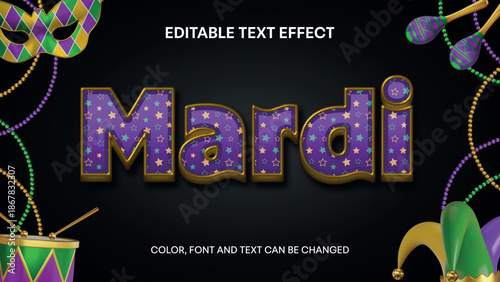 mardi gras editable text effect