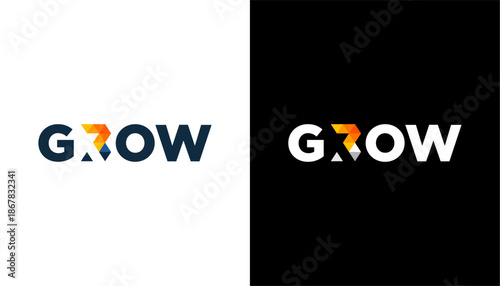 grow with letter R logo. grow arrow business invest design template element