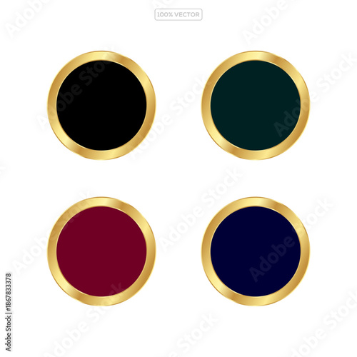 Award golden,blank medals 3d vector realistic illustration. First, second and third place medals or buttons isolated . Quality blank, empty badge, emblem